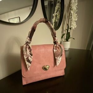Betsey Johnson Pink Satchel with Gold Heart Accent